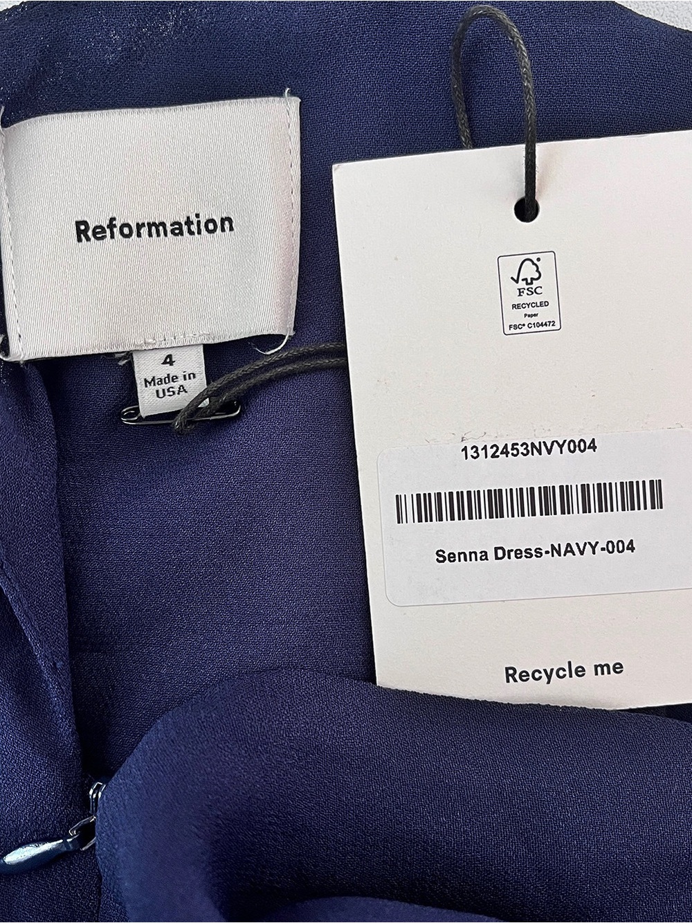 Reformation Senna Dress Navy Sleeveless Maxi Gown Cowl High Neck Slit NWT - Picture 8 of 9